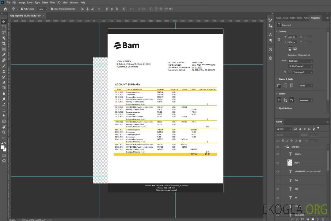 Modèle de relevé bancaire Guatemala Agromercantil, format Word et PDF template Modèle de relevé bancaire Guatemala Agromercantil, format Word et PDF template
